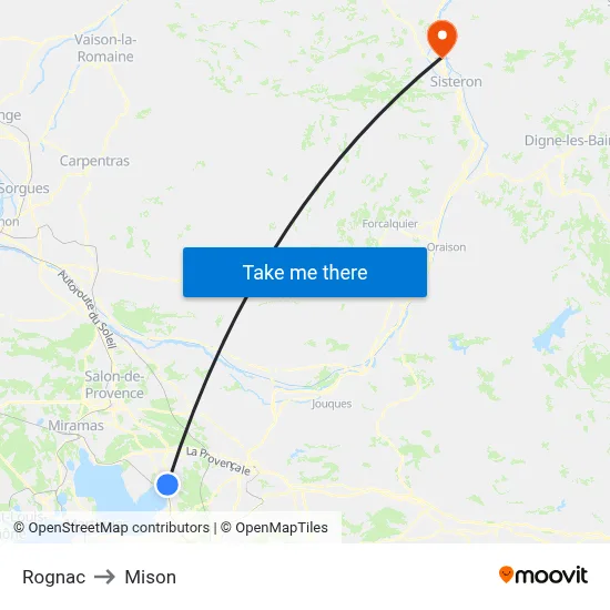 Rognac to Mison map