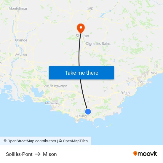 Solliès-Pont to Mison map