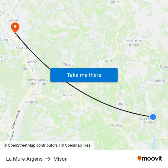 La Mure-Argens to Mison map