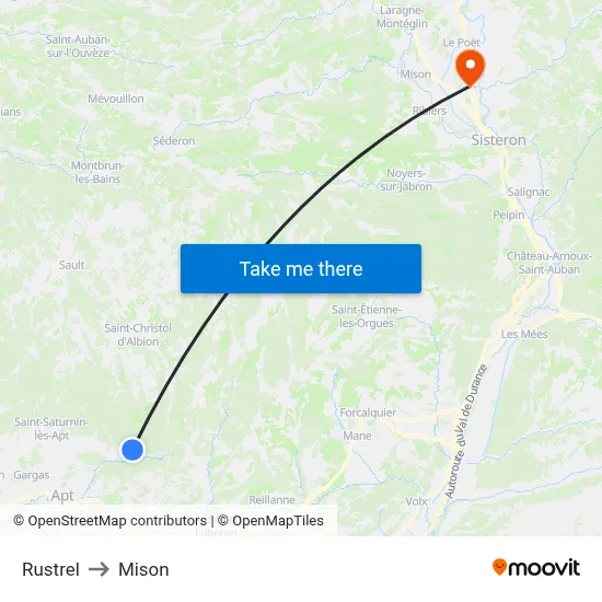 Rustrel to Mison map