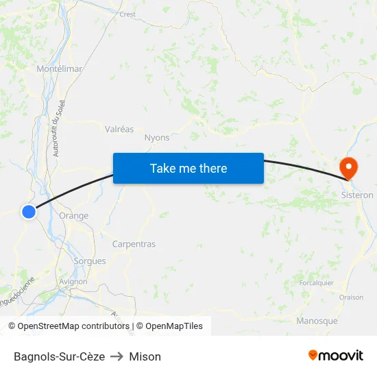 Bagnols-Sur-Cèze to Mison map