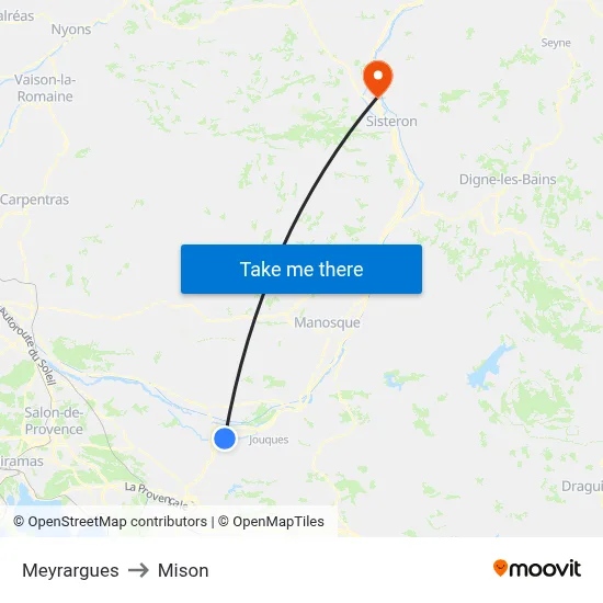 Meyrargues to Mison map