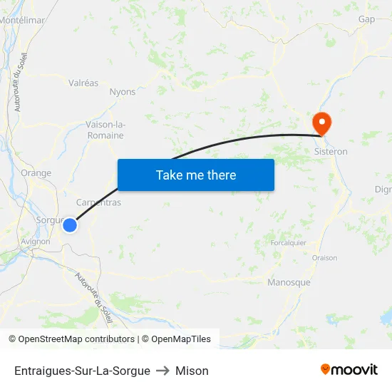 Entraigues-Sur-La-Sorgue to Mison map