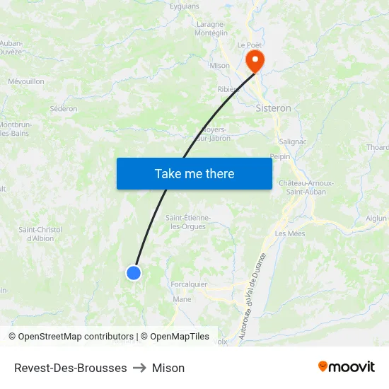 Revest-Des-Brousses to Mison map