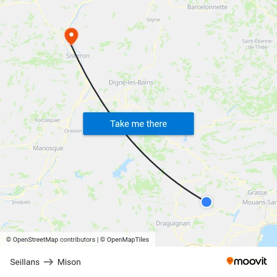 Seillans to Mison map