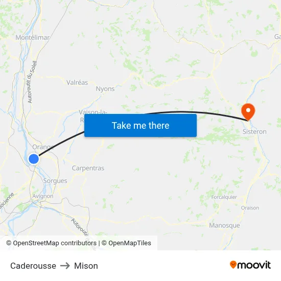 Caderousse to Mison map
