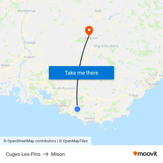 Cuges-Les-Pins to Mison map