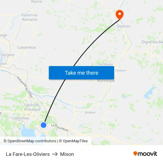 La Fare-Les-Oliviers to Mison map