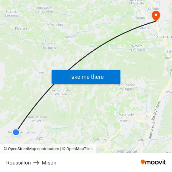 Roussillon to Mison map
