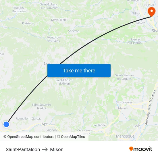 Saint-Pantaléon to Mison map