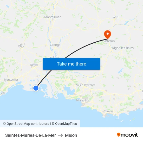 Saintes-Maries-De-La-Mer to Mison map