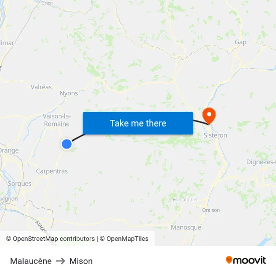 Malaucène to Mison map