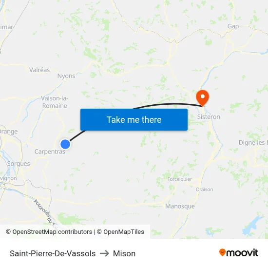 Saint-Pierre-De-Vassols to Mison map