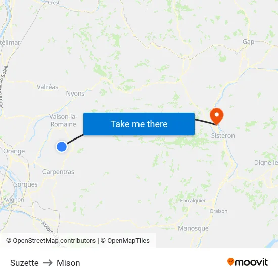Suzette to Mison map