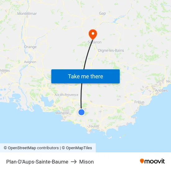 Plan-D'Aups-Sainte-Baume to Mison map