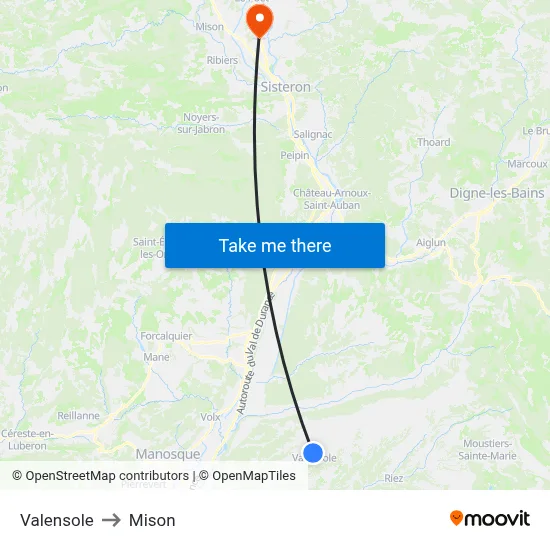Valensole to Mison map