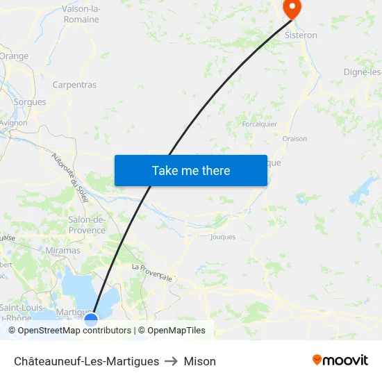 Châteauneuf-Les-Martigues to Mison map