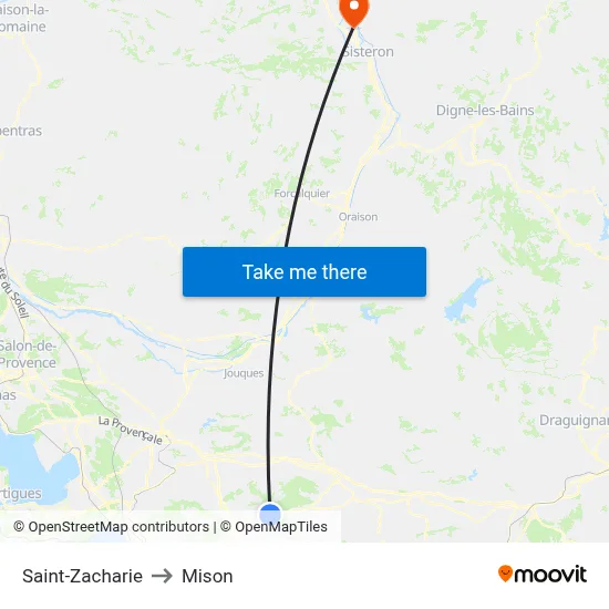 Saint-Zacharie to Mison map