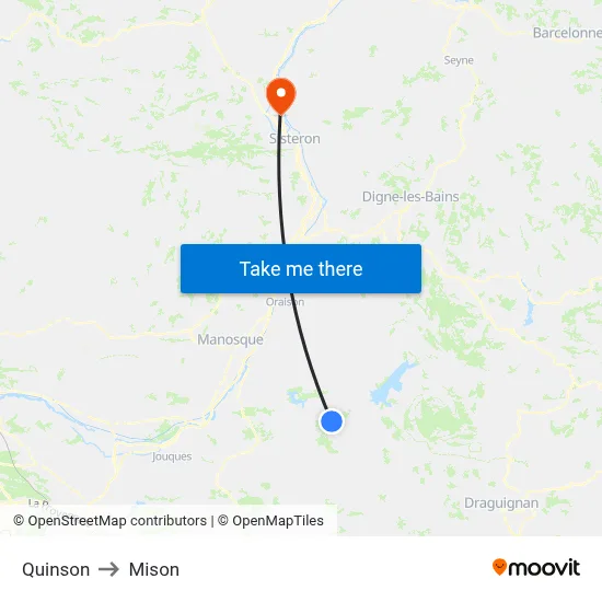Quinson to Mison map