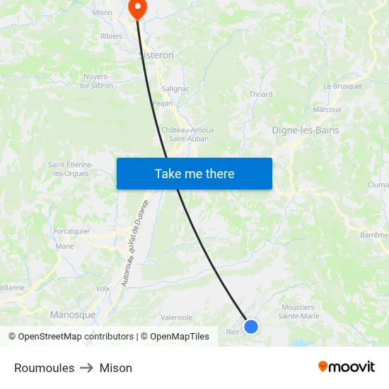 Roumoules to Mison map