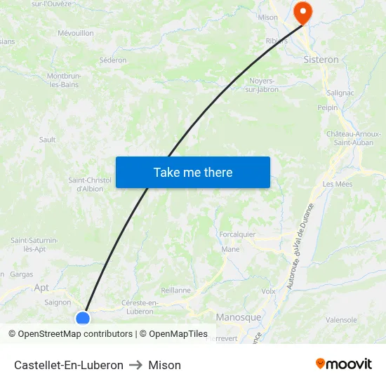 Castellet-En-Luberon to Mison map