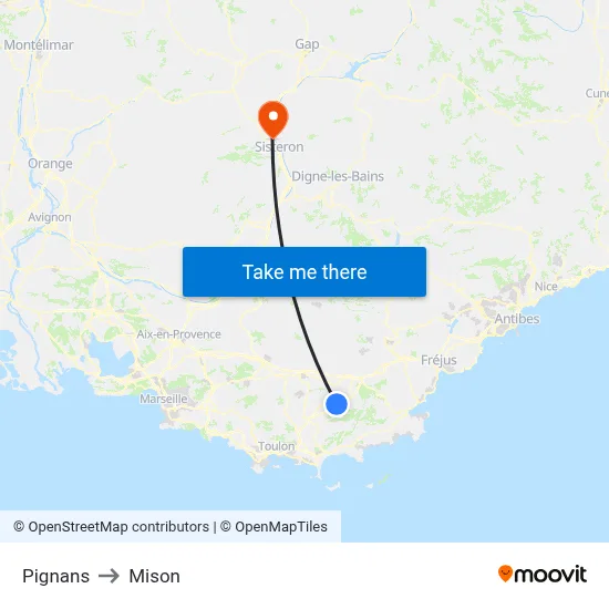 Pignans to Mison map