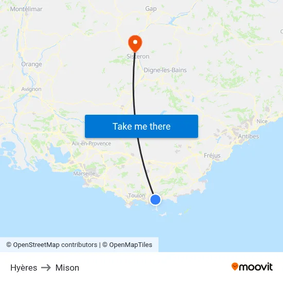 Hyères to Mison map