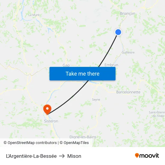 L'Argentière-La-Bessée to Mison map