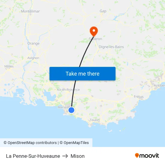 La Penne-Sur-Huveaune to Mison map