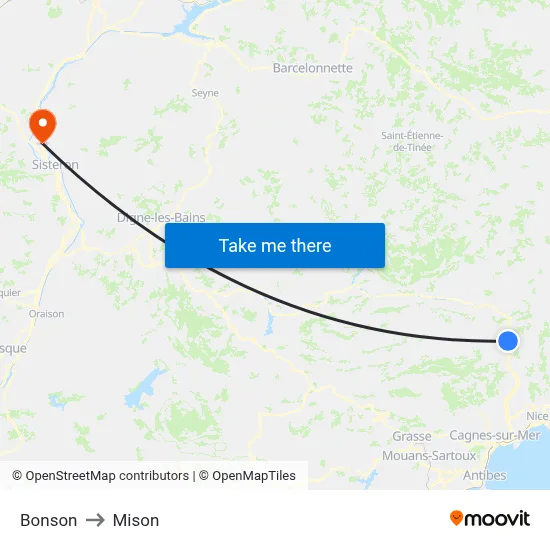 Bonson to Mison map