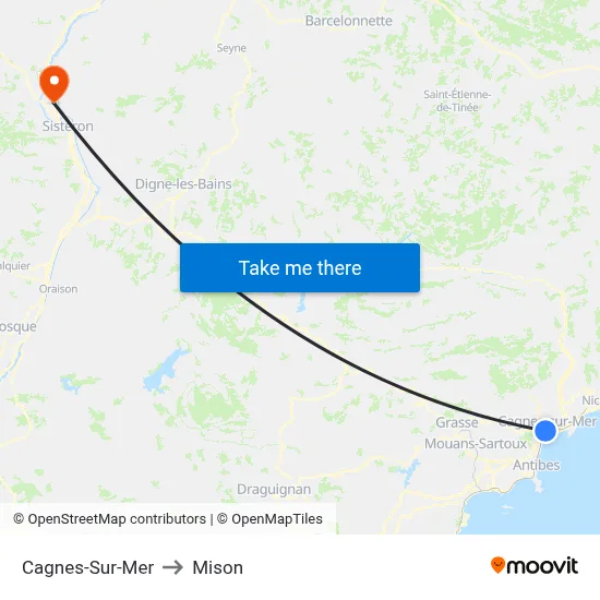 Cagnes-Sur-Mer to Mison map