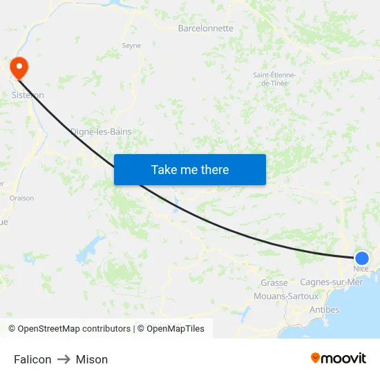 Falicon to Mison map