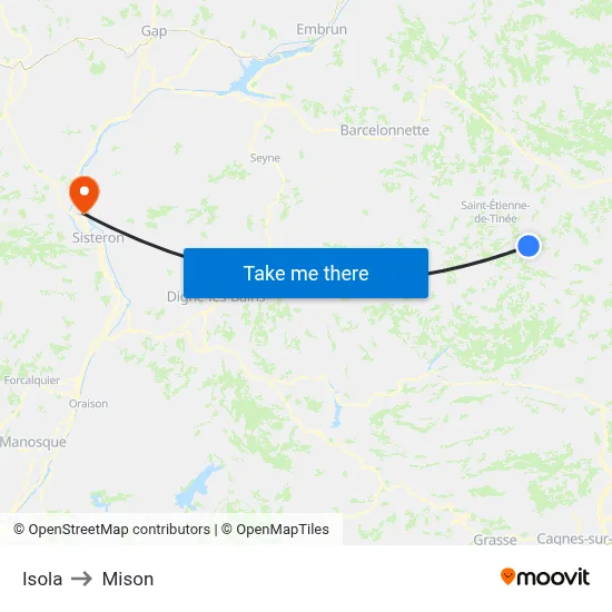 Isola to Mison map