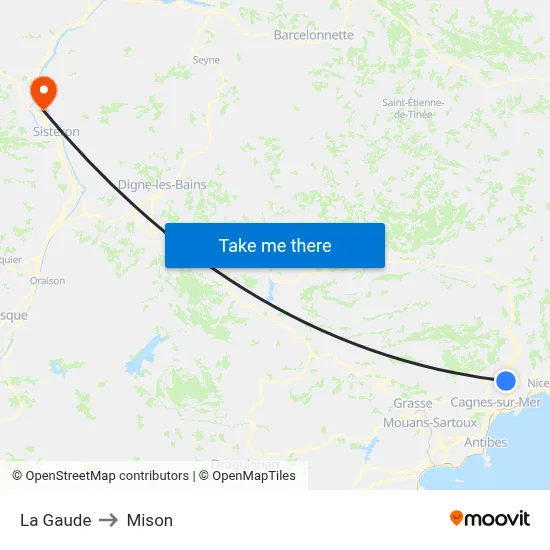 La Gaude to Mison map