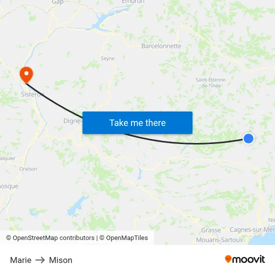 Marie to Mison map