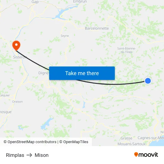 Rimplas to Mison map