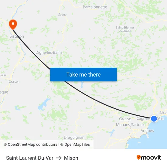 Saint-Laurent-Du-Var to Mison map