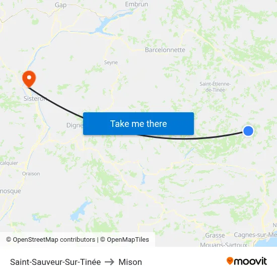 Saint-Sauveur-Sur-Tinée to Mison map