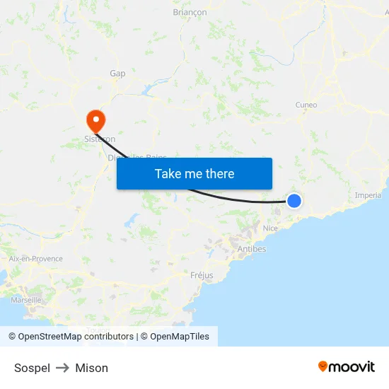 Sospel to Mison map