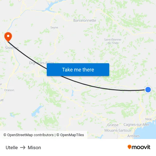 Utelle to Mison map