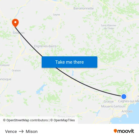 Vence to Mison map