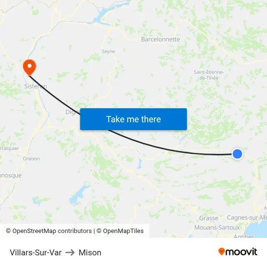 Villars-Sur-Var to Mison map