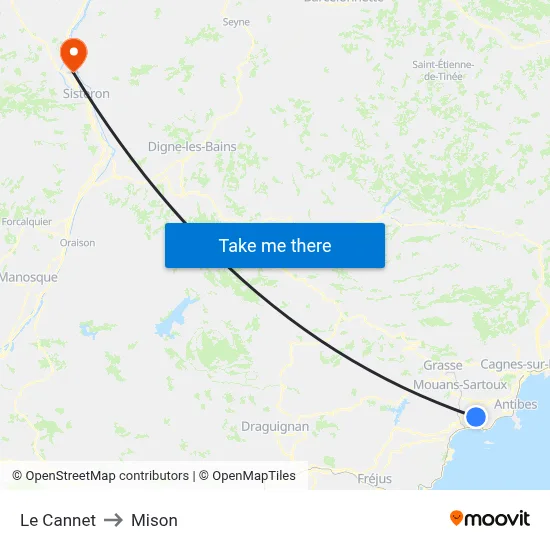 Le Cannet to Mison map