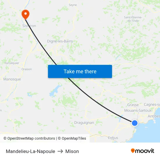 Mandelieu-La-Napoule to Mison map