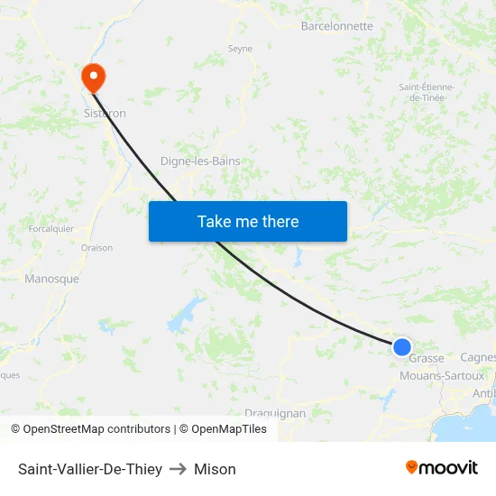 Saint-Vallier-De-Thiey to Mison map