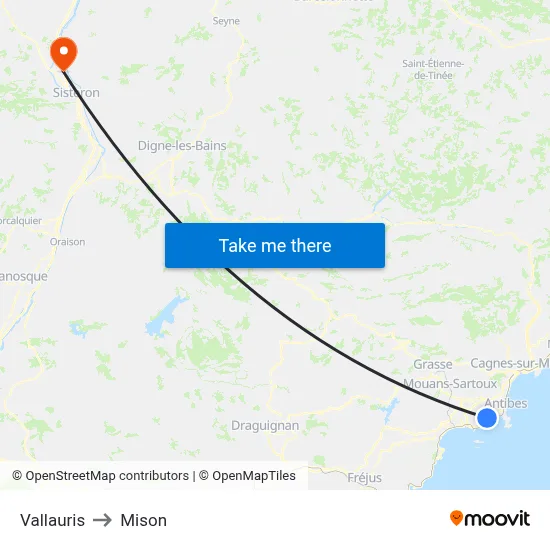 Vallauris to Mison map