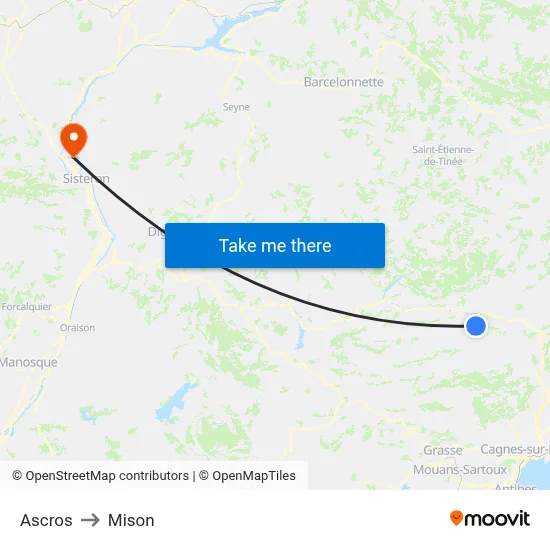 Ascros to Mison map