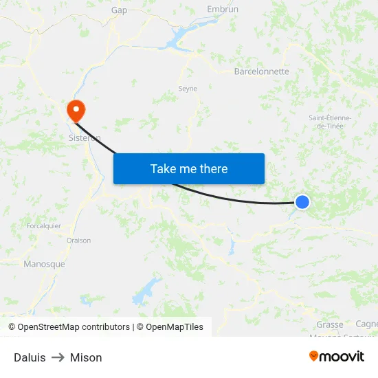 Daluis to Mison map