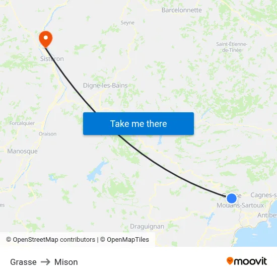 Grasse to Mison map