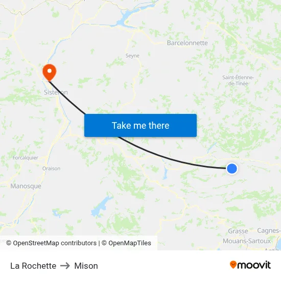 La Rochette to Mison map